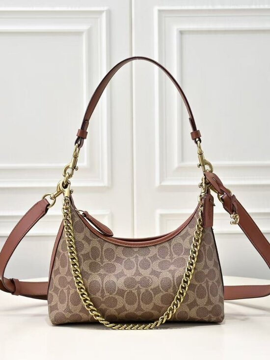 Coach Handbags - Coach Brown Signature Canvas Convertible Crossbody